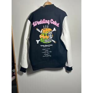 Wedding Cake Goonies Black White Men's Varsity Jacket XL NWT